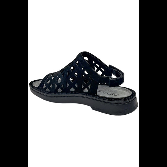 Naot Leather Adjustable Sandals Amadora Black Velvet - Medium - Picture 3 of 5